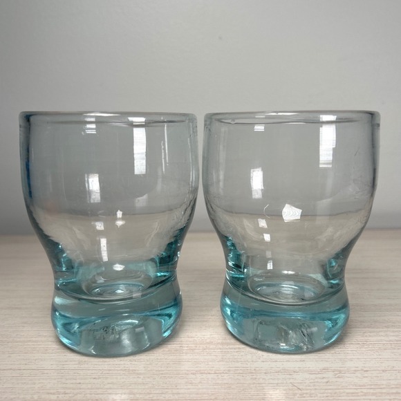 Dining | Hand Blown Light Blue Glass Tumblers Heavy Base Juice Bar ...